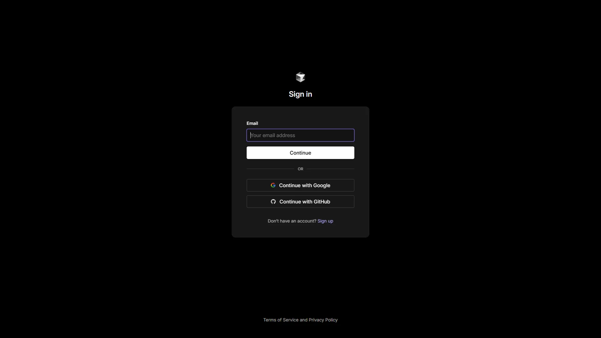 Screenshot of Cursor signup screen