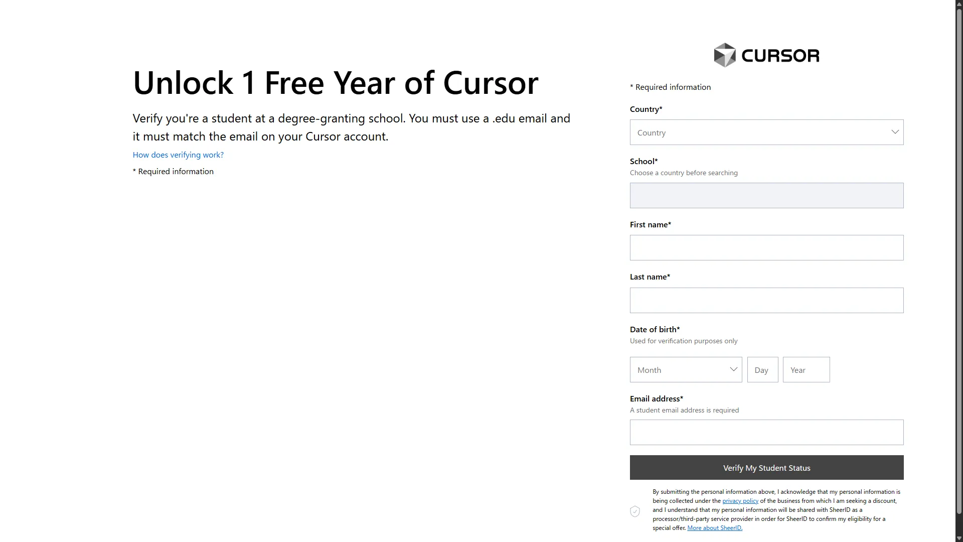 Screenshot of student qualification input form